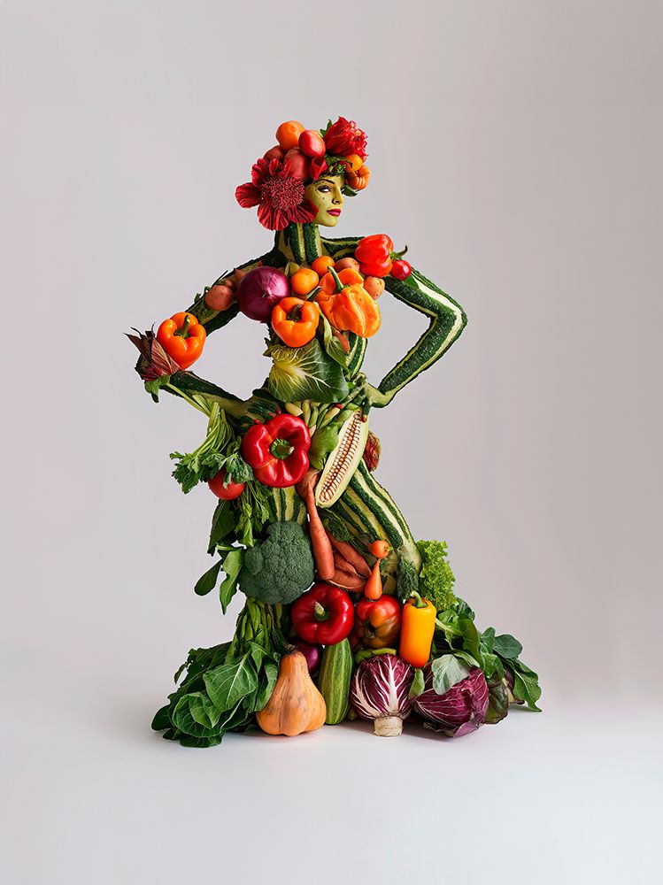 Woman with a body of vegetables. (AI Generated)
